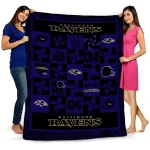 baltimore ravens helmet heart purple quilt blanket best selling