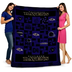 baltimore ravens helmet heart purple quilt blanket best selling