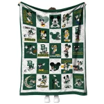 baylor bears mickey mouse motif green white quilt blanket best selling