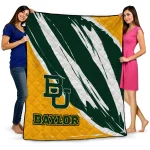 baylor bears stroke art green white quilt blanket best selling