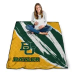 baylor bears stroke art green white quilt blanket best selling