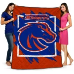boise state broncos block border orange quilt blanket best selling