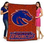 boise state broncos brick grid orange quilt blanket best selling