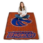 boise state broncos brick grid orange quilt blanket best selling