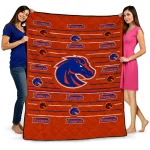 boise state broncos handdrawn stripes orange quilt blanket best selling