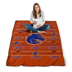 boise state broncos handdrawn stripes orange quilt blanket best selling