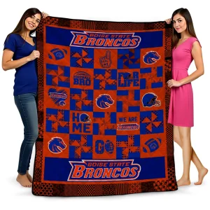 boise state broncos helmet heart orange quilt blanket best selling