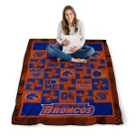 boise state broncos helmet heart orange quilt blanket best selling