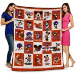 boise state broncos mickey mouse motif orange white quilt blanket best selling