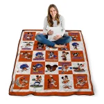boise state broncos mickey mouse motif orange white quilt blanket best selling
