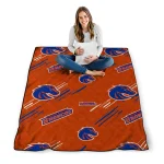 boise state broncos sketch lines orange quilt blanket best selling