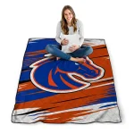boise state broncos wild lines orange white quilt blanket best selling