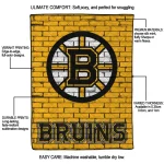boston bruins brick grid gold quilt blanket best selling