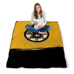 boston bruins dot illusion gold quilt blanket best selling
