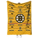 boston bruins handdrawn stripes gold quilt blanket best selling