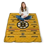 boston bruins handdrawn stripes gold quilt blanket best selling
