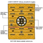 boston bruins handdrawn stripes gold quilt blanket best selling