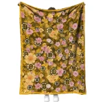boston bruins hibiscus foliage gold quilt blanket best selling