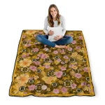 boston bruins hibiscus foliage gold quilt blanket best selling