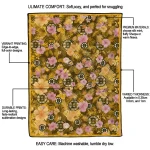 boston bruins hibiscus foliage gold quilt blanket best selling