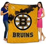 boston bruins nhl shield gold quilt blanket best selling