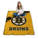 boston bruins nhl shield gold quilt blanket best selling