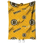 boston bruins sketch lines gold quilt blanket best selling