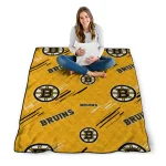 boston bruins sketch lines gold quilt blanket best selling