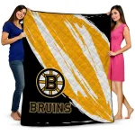 boston bruins stroke art gold white quilt blanket best selling