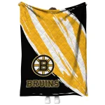 boston bruins stroke art gold white quilt blanket best selling