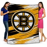 boston bruins wild lines gold white quilt blanket best selling