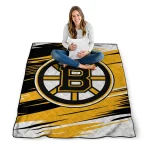 boston bruins wild lines gold white quilt blanket best selling