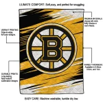 boston bruins wild lines gold white quilt blanket best selling