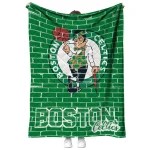 boston celtics brick grid green quilt blanket best selling