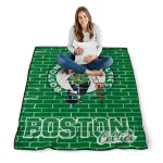 boston celtics brick grid green quilt blanket best selling