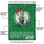 boston celtics brick grid green quilt blanket best selling