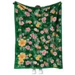 boston celtics hibiscus foliage green quilt blanket best selling