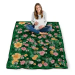 boston celtics hibiscus foliage green quilt blanket best selling
