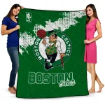 boston celtics nba grunge green quilt blanket best selling