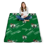 boston celtics sketch lines green quilt blanket best selling