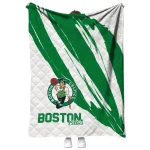 boston celtics stroke art green white quilt blanket best selling