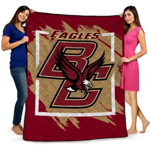 boston college eagles block border maroon quilt blanket best selling