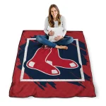 boston red sox block border red quilt blanket best selling