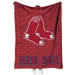 boston red sox brick grid red quilt blanket best selling