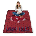 boston red sox brick grid red quilt blanket best selling