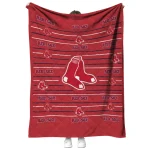 boston red sox handdrawn stripes red quilt blanket best selling