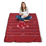boston red sox handdrawn stripes red quilt blanket best selling