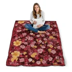 boston red sox hibiscus foliage red quilt blanket best selling