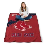 boston red sox league patch red quilt blanket best selling