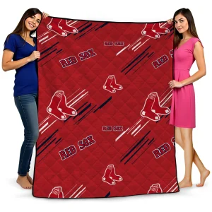 boston red sox sketch lines red quilt blanket best selling